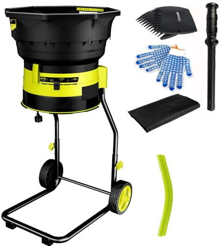 yunzhenzhen Trituratore per Rami di Albero Biotrituratore Elettrico Giardino Trituratore con Sacco Raccolta E Ruote Utensile Compostaggio Cippatori da 8000 Giri/Min per Foglie Giardino