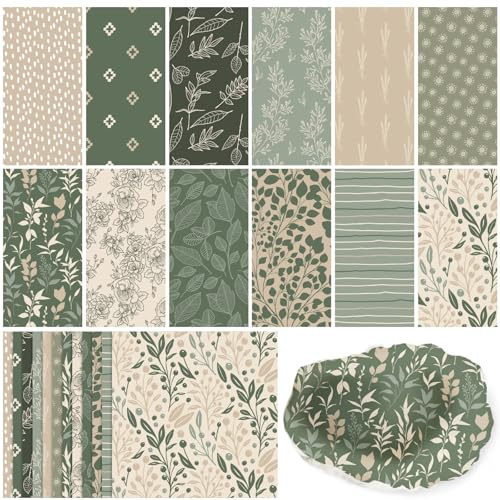 Glenmal 120 Pack Sage Green Botanical Decoupage Napkins, 12 Styles Assorted Green Leaf Flower Toile Tissue Party Decorative Paper Napkins for Crafting Tea Party Cocktail DIY, Each Unfolded 13 Inch