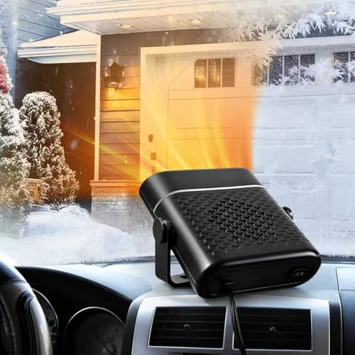WAMHEET Car Heater 12V, 150W Portable Car Heater, Plug into Cigarette Lighter, 2 Mode Heating Fan, Quick Defroster Demister Defogger for Winter Windshield, Cars, SUVs & Old Vehicles