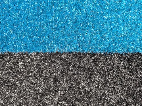 Hoher Kunstrasen Super Modern | Outdoor-Rasenteppich in Schwarz & Blau, blau, Zuschnitt (2m breit / 3m lang)