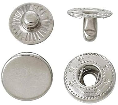 120 Sets 10mm Metal Snap Fasteners Press Stud Rounded Sewing Rivet Buttons Clothing Leather Craft DIY Poppers Silver