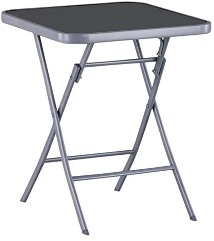 Mandalika Garden Klapptisch Garda Silber, 60 x 60 cm | Sicherheitsarretierung, Riffleglas, Einfacher Klappmechanismus, Hochwertig