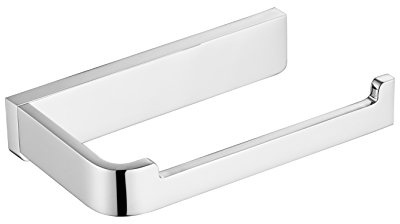 Flybath Toilettenpapierhalter Ohne Deckel Massiver Messing Vierkant Bad WC Rollenhalter Wandmontage 20 cm, Chrom