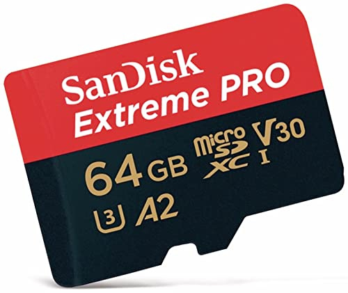 SanDisk Extreme Pro 64 GB microSDXC Memory Card + SD Adapter with A2 App Performance + Rescue Pro Deluxe 170 MB/s Class 10, UHS-I, U3, V30