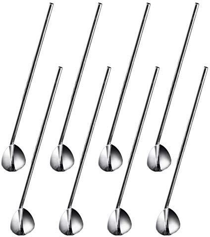 Oak & Steel - 8 Cocktaillöffel aus Edelstahl, Cocktailrührlöffel, Longdrinklöffel, Kaffeelöffel, Barlöffel - 20cm - Barzubehör