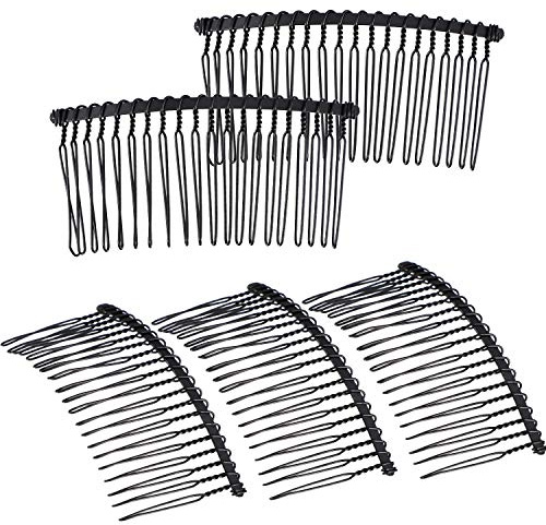 Hicarer 5 Pcs Black Metal Wire Hair Combs, 20 Teeth Wire Twist Bridal Wedding Veil Combs