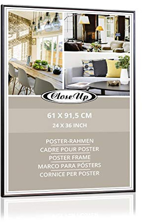 Close Up Maxi Posterrahmen 61x91,5 cm Gunmetal Premium MDF-Rahmen PVC-Glasscheibe Riesen Bilderrahmen Dunkel Silber