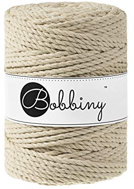 Bobbiny Oeko-Tex Premium Makramee Garn aus ökologischer Baumwolle in Beige 5 mm x 100 m