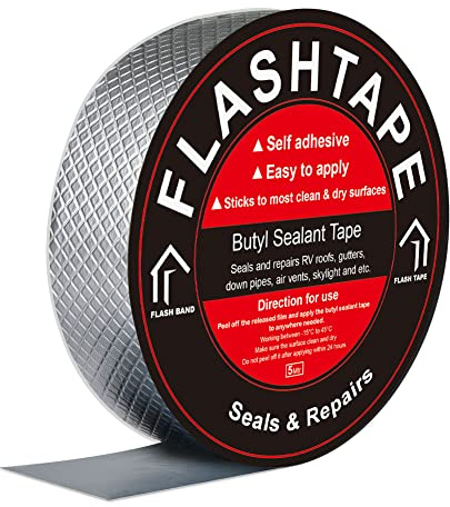 fowong Waterproof Tape, 30mm(W) x 5M(L) Butyl Tape for Leaks and Outdoor Use, Butyl Rubber Sealant, Caravan Tape, RV Seal Tape for RV Punctures, Motorhome, RV Sealant Tape