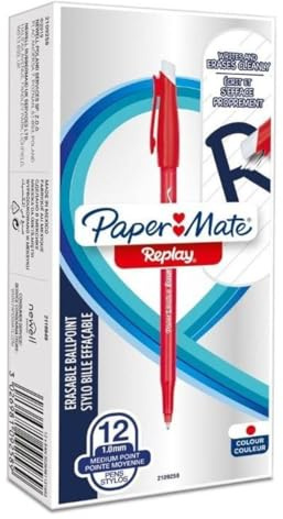 Paper Mate Replay Penna a Sfera Cancellabile 40° Anniversario, Limited Edition, Confezione da 12 Penne, Rosso
