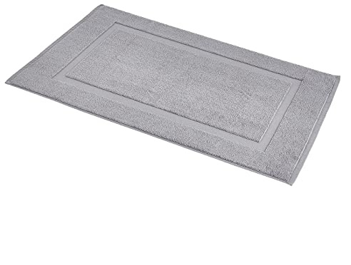 Amazon Basics Banded Bathroom Bath Rug Mat, Machine Washable, 100% Cotton, 31 x 20, Powder Gray