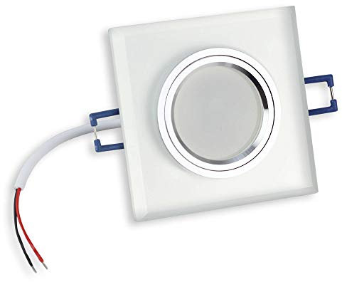6x LED Einbaustrahler Set matt - eckig aus Glas 7 Watt kaltweiß 230V - GU10 Einbauleuchte 60mm Bohrloch Einbau-Spot Decken-Strahler Deckeneinbaustrahler Deckeneinbauleuchte Einbauleuchte