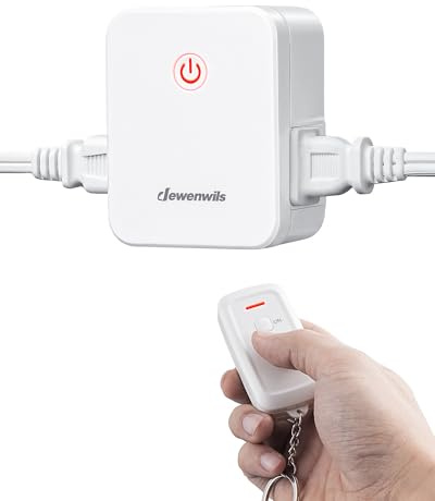 DEWENWILS Indoor Remote Control Outlet, Wireless Remote Light Switch with 2 Side Outlets, No Interference Remote Outlet Switch, No Wiring, 15A/1875W, 100ft RF Range, Compact Design, Programmable