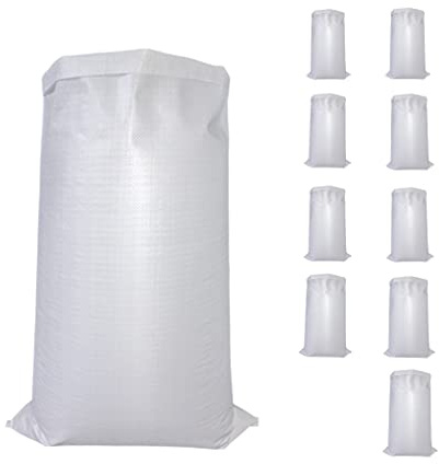 Woven Rubble Builder Sacks,Uwenkjie Builder Sacks,Jumbo Waste Storage Sack,Large Garden Waste Bags Pack 50x80cm 20x30in 10 packs（white）