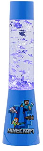 Minecraft Glitzer-Lavalampe mit schwebenden Icons - Offiziell lizenziertes Microsoft-Merchandise, Nachtlicht fürs Schlafzimmer, Gaming-Raum-Deko