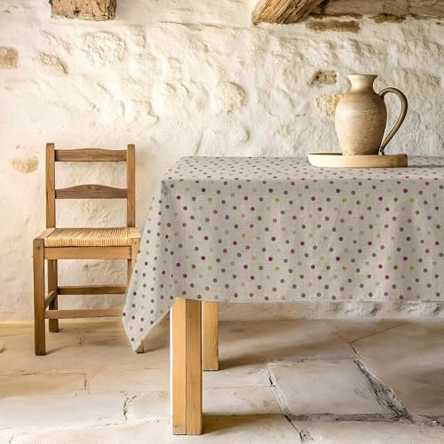 BL BELUM | Mantel resinado 100% algodón orgánico XL | Mantel resinado Antimanchas | Mantel Grande para Mesa Rectangular| Mantel NO Hule (200X140)