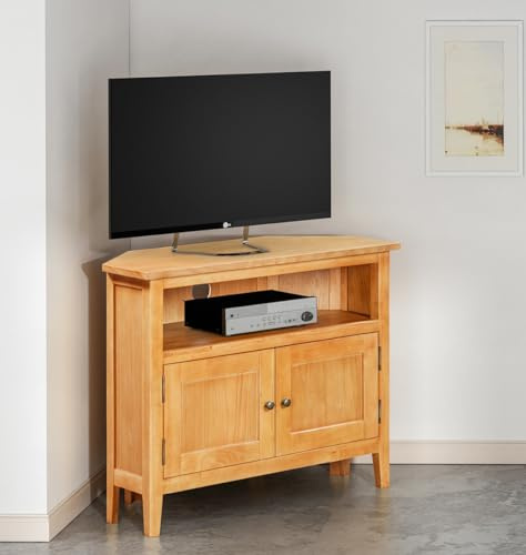 Hallowood Furniture Aston Small Corner TV Cabinet w/Open Shelf & Cupboard