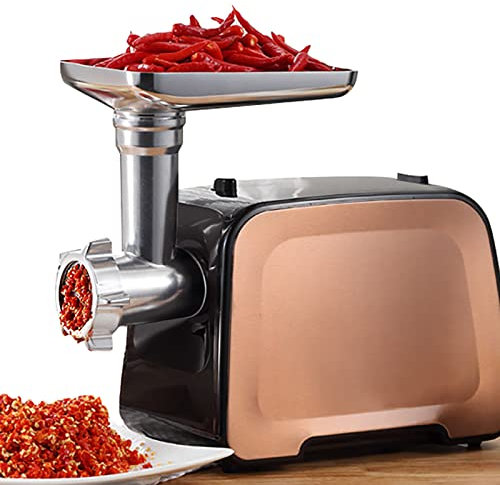 Samnuerly New Heavy Duty Meat Grinder, 400W,/for Food Blocking, Auto Lock, Split Design/Easy to Clean, for Home Use/Commercial,Gold (Gold)