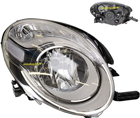 EASYSHOP24H Faro Fanale Proiettore Anteriore Superiore DX Destro Per FT 500L 500 L da 2012 Alogeno H7 Regolazione Elettrica Completo di Motore Gruppo Ottico Fanalino Lato Passeggero