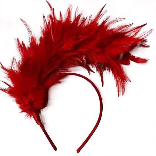 ISAKEN 20er Jahre Stirnband Feder Haarreif Haarband Cosplay Feder Haarband Karneval Party Kopfschmuck Regenbogen Feder Haarreif Kostüm für Ostertag Hochzeit Halloween Party