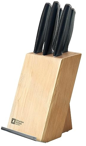 RICHARDSON SHEFFIELD Advantage Messerblock, 5 Küchenmesser mit Holzblock | Martensitischer Edelstahl, Kochmesser, Messerset, Messer Set - Holz