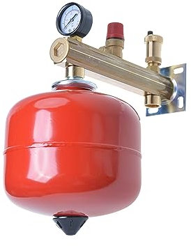 Aqbau® Kit membrane vase d'expansion 18 litres pour chauffage avec groupe de sécurité en laiton Réservoir d'équilibrage de pression Blanc Réservoir sous pression Membrane pour circuit fermé