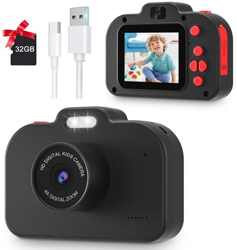 Pinguma Kids Camera for Boys Girls, 40MP 1080P Video, Type C, 32GB SD Card, Ages 3-10