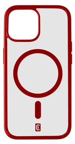 cellularline - Pop Mag - iPhone 15 - Custodia Trasparente con Bordi Colorati Compatibile con Ecosistema MagSafe - Bordi, Tasti e Connettori Protetti - Rosso