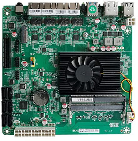 HKUXZR Carte mère NAS N5105, 4 Ports i226/i225 2,5 GbE LAN, M.2 NVMe, 6 x SATA3.0, 2 x DDR4, 1 x PCIe4.0, Mini ITX Soft Router VPN Openwrt Barebone Micro Appliance DIY