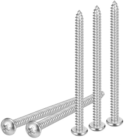 DTGN #10x3 Phillips Pan Head Self-tapping Screw - 50Pack - Bright Finish 304 Stainless Steel Sheet Metal Screws Wood Screws