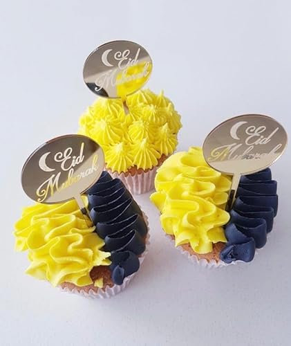 8 Eid Mubarak Cupcake Disc Toppers, Gold Eid Cupcake Discs, Eid Cake Toppers, Eid Gift Tags, Eid Gift Charms, Eid Cake Decorations.
