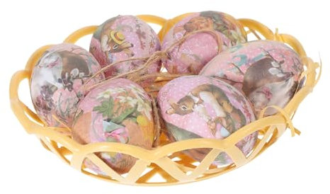 Alipis 1 Satz Ostereierdekorationen Lustige Ostereier Osterpartydekorationen Osterbaumdekoration Weiße Schaumeier Ostereier-Spielzeug Osterbaumspitze Haushalt Gewobener Korb
