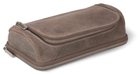 Jahn-Tasche Großes Leder Federmäppchen, Sifte-Etui, Federmappe, Federtasche, Mäppchen, Doppeltes Fach, XL aus echtem Büffel-Leder, Modell 020 - Jahn-Lederwaren (Grau)