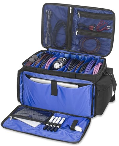 AKOZLIN Kabel-Dokumententasche mit abnehmbaren Trennwänden, DJ-Gigbag, Kabel-Organizer für Laptop, DJ-Ausrüstung, Musik-Zubehör