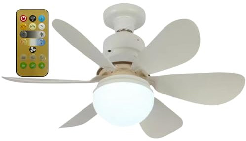 Ventilatore da Soffitto Con Luce e Telecomando, E27 Plafoniera Led Soffitto Super Silenziosa, Lampadario con Ventilatore da Soffitto, Velocità, Luminosità, Memoria, Tempistica