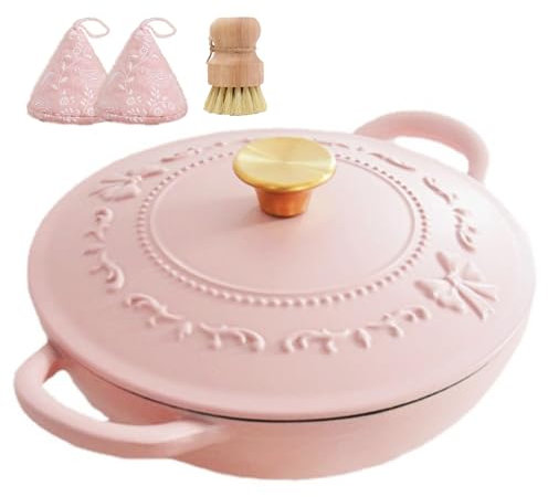 Padella smaltata da forno in ghisa da 3,5 qt con coperchio, antiaderente per brasare, casseruole e altro ancora, adatta per piano cottura e forno