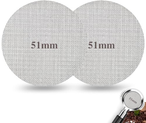 Gjinxi 2PCs 51MM Espresso Puck Screen, Reusable Filter Basket, 1.7mm Thickness Stainless Mesh Compatible with Machine