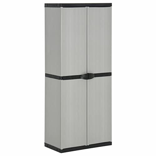 Homgoday Garten-Lagerschrank mit 3 Böden Grau & Schwarz 68x40x168 cm Schränke und Lagerung Model340983