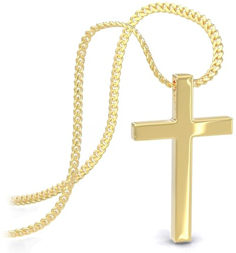 SERASAR Cross Necklace for Women, Dainty Trendy Chain Pendant Stainless Steel Waterproof Cute Simple Ladies Charm Christian Baptism Religious Faith Jewelry Jesus Gifts Non Tarnish Gold
