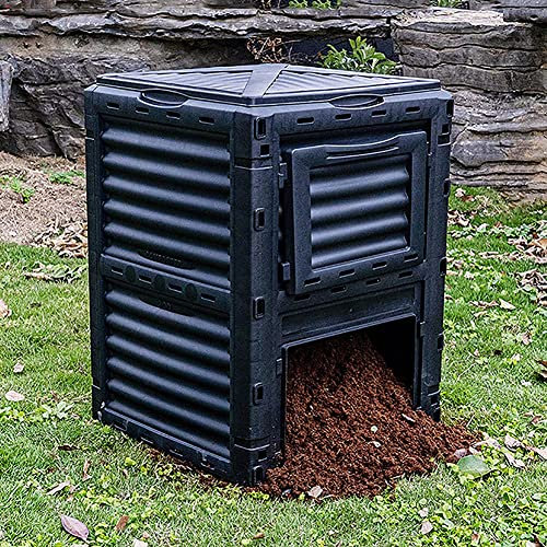 Contenedor de compost para jardín de exterior de plástico reciclado de 300 l: coclado de 300 l: convertidor eficiente de residuos orgánicos para enriquecer el suelo, montaje sin herramientas