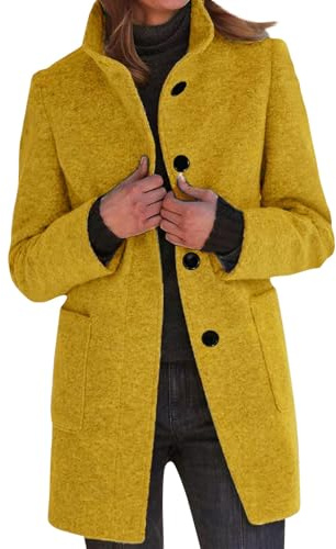 SCBFDI Chaqueta Mujer Entretiempo, Abrigo Largo Mujer Invierno Anorak Mujer Talla Grande Escolar Casual Manga Larga Día Festivo Color Sólido Adaptar confortable Botón Sin