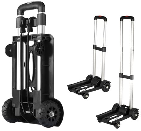 Trolley pieghevole, 2 ruote, 50 kg/110 lbs, carrello pieghevole, leggero, compatto e durevole, in lega di alluminio, per bagagli, shopping, viaggi
