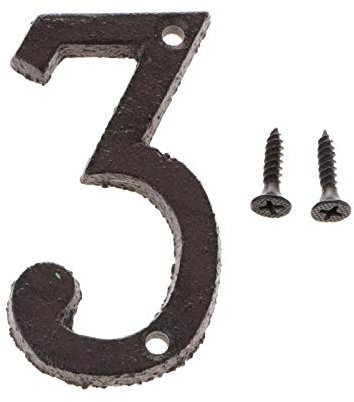 Numero civico moderno, targhetta adesiva con cifre for segni, numero porta civico antico in ferro battuto nero, (NO.3275)(Number 3)