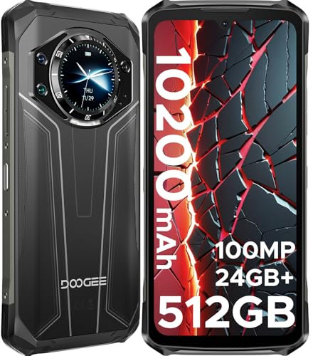 DOOGEE S119 Téléphone Portable Incassable 【2025】 Écran Arrière 1,32'', 24GB+512GB/TF2TB, 10200mAh 33W, 6,72’’ FHD+ IPS, Caméra 100MP, Octa Core Android 14 Smartphone Incassable, /NFC/Face ID/3 Cartes
