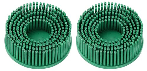 sourcing map 2 dischi con setole da 5,1 cm, grana 50, spazzola abrasiva tipo R, disco a setole grossolane per sbavatura, disco elettrico per rimozione del rivestimento abrasivo, per metallo, verde