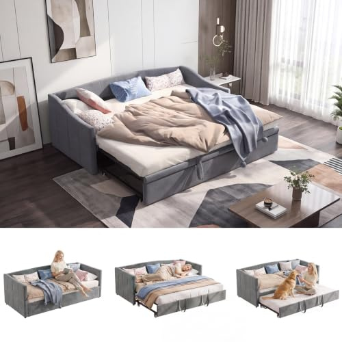 Sofá Sofá cama Convertible 90 x 200, clic clac 2 plazas, color gris (sin colchón)