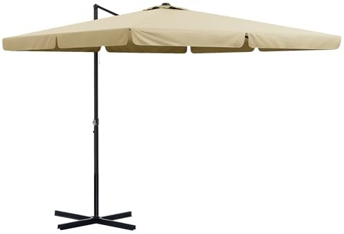 Outsunny Parasol déporté carré inclinable avec manivelle, parasol de jardin extérieur avec pied en croix, pour jardin, balcon, terrasse, aluminium, 3 x 3 x 2,56 m, beige
