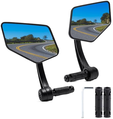 New Bar End Bike Mirror, APLSTOW HD Automotive Grade Glass Lens E-Bike Mirrors, Scratch Resistant, Safe Bicycle Rearview Mirrors (a pair-B)