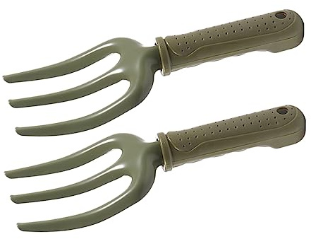 UKCOCO Horquilla De Jardinería y Herramienta Manual De Deshierbe De Hierro, 2 Piezas Para Jardín y Huerto, Mango Ergonómico, Resistente Al Desgaste, Para Plantar Flores y Aflojar La Tierra