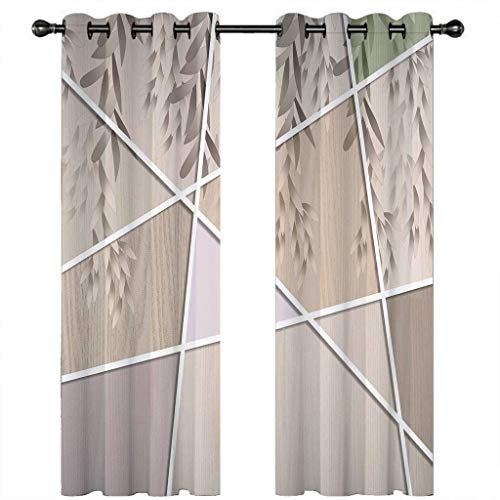 Kinder Gardinen Kinderzimmer Junge Mädchen Blickdicht Graue Und Weiße Geometrische Blätter 140X160Cm 2Er Set Verdunkelungsvorhang Thermovorhang Hitzeschutz Vorhänge Wohnzimmer Schlafzimmer Vorhänge